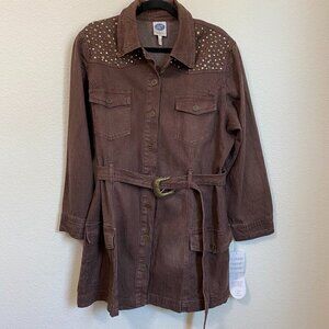 DG2 by Diane Gilman Women's Western Studded Dress Button Down NWT